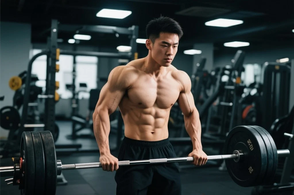 中国举重运动员在训练中展现力量